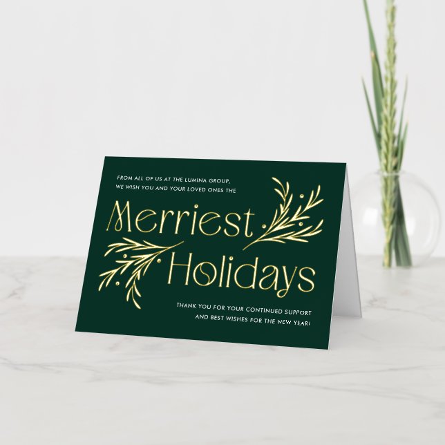 Merriest Holiday RELIEVE METALIZADO tarjeta de vac (Anverso)