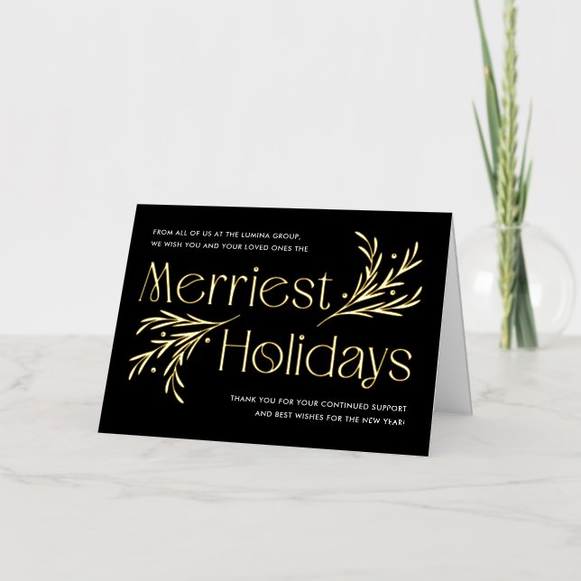 Merriest Holiday RELIEVE METALIZADO tarjeta de vac (Anverso)