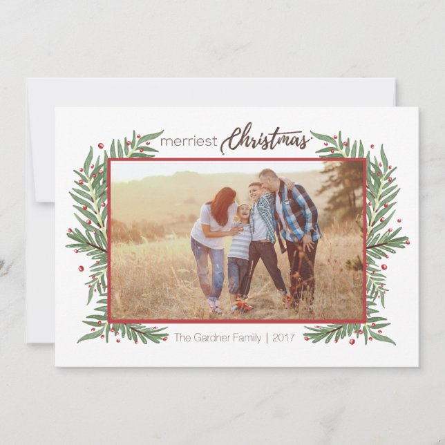 Merriest Navidad Holly Card (Anverso)