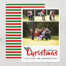 Merriest Navidades 4 tarjeta de franjas de collage