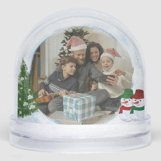Merry and Bright Festive Family Photo Snow Globe
