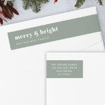 Merry and Bright | Modern Minimal Christmas Green<br><div class="desc">A stylish modern holiday wrap around return address label with a bold retro typography quote "merry & bright" in white on a dark sage forest green feature color. The greeting and address can be easily customized for a personal touch. A trendy, minimalist and contemporary design to stand out this holiday...</div>