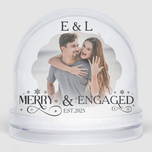 Merry and Engaged Couple Photo Holly Script (Anverso)