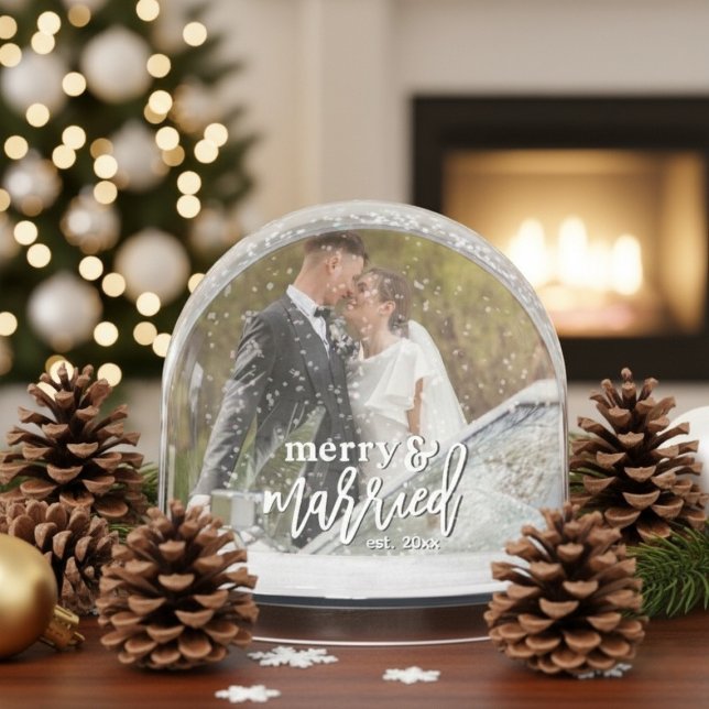 Merry and Married Custom Wedding Photo Christmas  (Merry and Married Custom Wedding Photo Christmas Snow Globe)