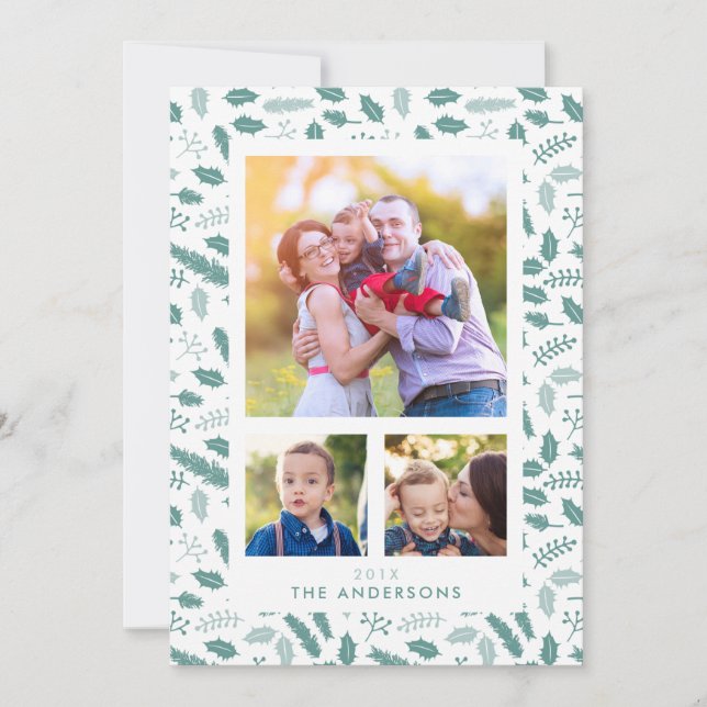 Merry Berry 3 Navidades fotográficos tarjeta plana (Anverso)