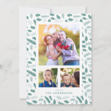 Merry Berry 3 Navidades fotográficos tarjeta plana