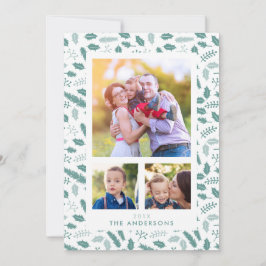 Merry Berry 3 Navidades fotográficos tarjeta plana