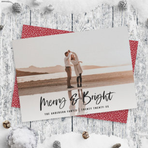 Merry & Bright moderno, foto de Navidad minimalist