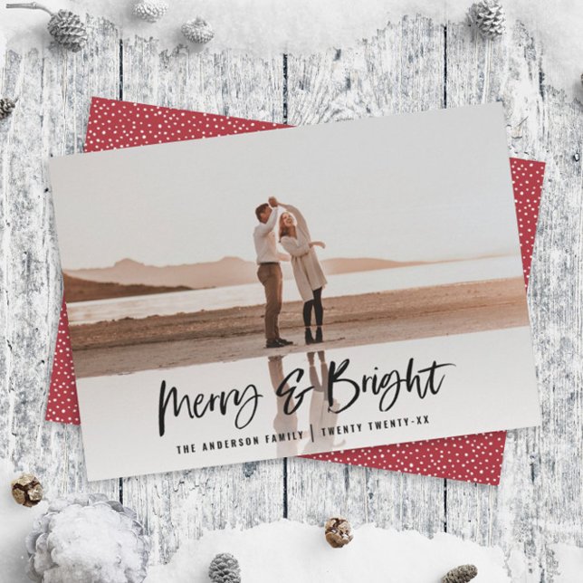 Merry & Bright moderno, foto de Navidad minimalist (Subido por el creador)