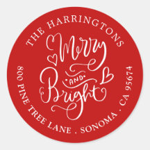 Merry Bright Navidades Nombre Retorno Etiquetas de