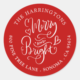 Merry Bright Navidades Nombre Retorno Etiquetas de