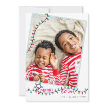 Merry + Bright String Lights - Tarjeta fotográfica