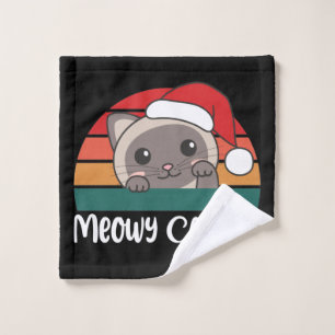 Merry Catmas Funny Cat Navidades Pun Wash Cloe