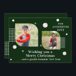 Merry Christmas Baseball Sport 2 Photo Family<br><div class="desc">Ferry Christmas Baseball Sport 2 Photo Family Name Las tarjetas de Navidades modernas presentan un collage de fotos de dos de tus fotos favoritas con el texto "Deseándote una Feliz Navidad... y un gran año nuevo de los islamistas" en elegante escritura blanca. Personalice editando el texto en los cuadros de...</div>