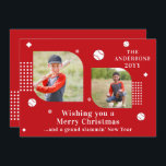 Merry Christmas Baseball Sport 2 Photo Family<br><div class="desc">Ferry Christmas Baseball Sport 2 Photo Family Name Las tarjetas de Navidades modernas presentan un collage de fotos de dos de tus fotos favoritas con el texto "Deseándote una Feliz Navidad... y un gran año nuevo de los islamistas" en elegante escritura blanca. Personalice editando el texto en los cuadros de...</div>