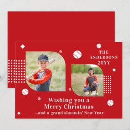 Merry Christmas Baseball Sport 2 Photo Family