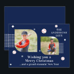 Merry Christmas Baseball Sport 2 Photo Family<br><div class="desc">Ferry Christmas Baseball Sport 2 Photo Family Name Las tarjetas de Navidades modernas presentan un collage de fotos de dos de tus fotos favoritas con el texto "Deseándote una Feliz Navidad... y un gran año nuevo de los islamistas" en elegante escritura blanca. Personalice editando el texto en los cuadros de...</div>