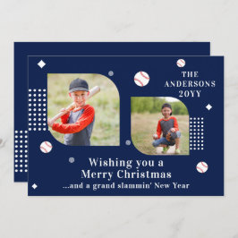 Merry Christmas Baseball Sport 2 Photo Family