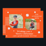 Merry Christmas Baseball Sport 2 Photo Family<br><div class="desc">Ferry Christmas Baseball Sport 2 Photo Family Name Las tarjetas de Navidades modernas presentan un collage de fotos de dos de tus fotos favoritas con el texto "Deseándote una Feliz Navidad... y un gran año nuevo de los islamistas" en elegante escritura blanca. Personalice editando el texto en los cuadros de...</div>