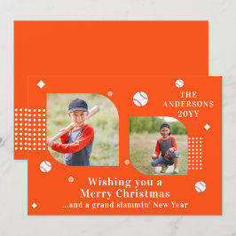 Merry Christmas Baseball Sport 2 Photo Family