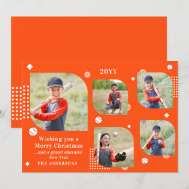 Merry Christmas Baseball Sport 5 Photo Family