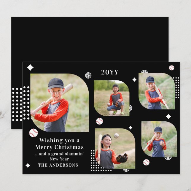 Merry Christmas Baseball Sport 5 Photo Family (Anverso / Reverso)