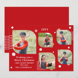 Merry Christmas Baseball Sport 5 Photo Family