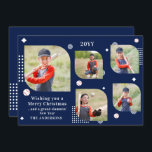 Merry Christmas Baseball Sport 5 Photo Family<br><div class="desc">Ferry Christmas Baseball Sport 5 Photo Family Name Modern Navidades Cards incluye un collage de fotos de cinco de tus fotos favoritas con el texto "Wishing you a Merry Christmas... y un gran año nuevo de los islamistas" en elegante escritura blanca. Personalice editando el texto en los cuadros de texto...</div>