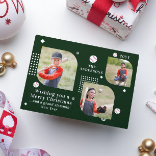 Merry Christmas Béisbol Sport 3 Photo Name
