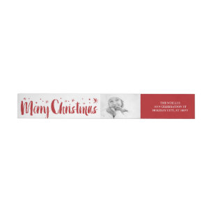 Merry Christmas Brush Script Stars Photo Address