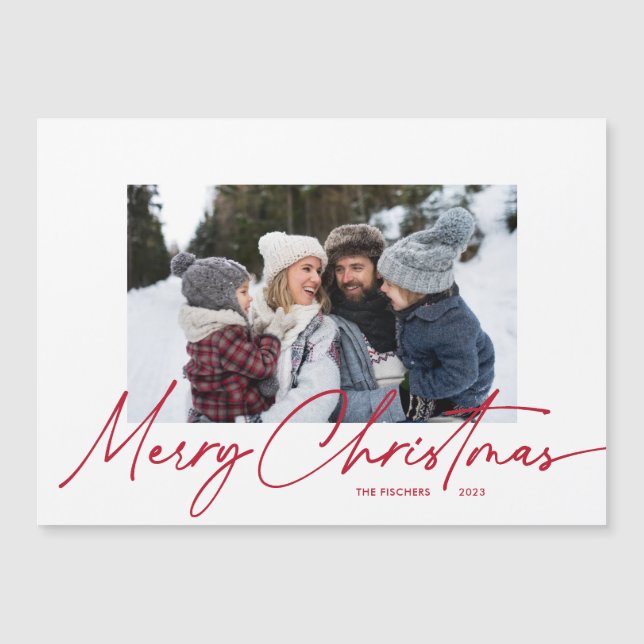 Merry Christmas Caligraphy Script Simple Photo (Anverso)