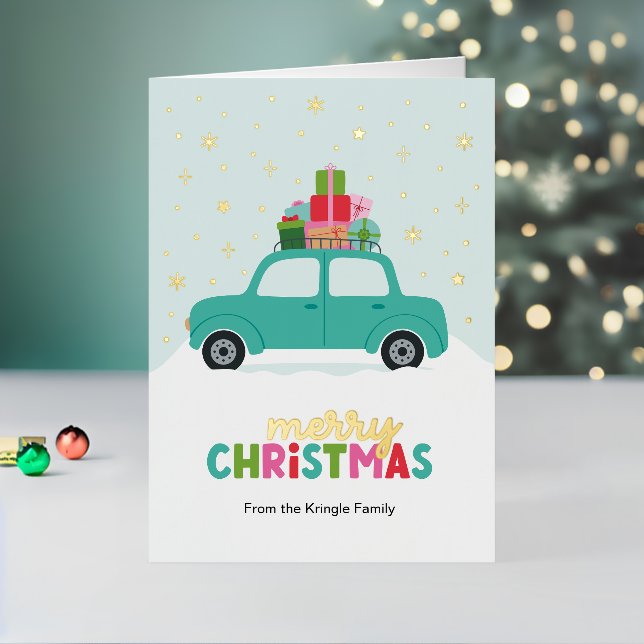 Merry Christmas Cars with Gifts in Aqua Blue (Vacaciones in situ 2)