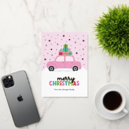 Merry Christmas Cars with Gifts in Pastel Pink