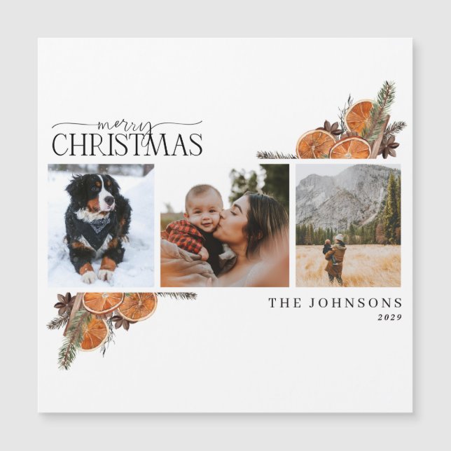 Merry Christmas Citrus Photo Holiday Card Magnet (Anverso)