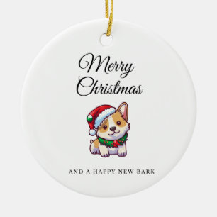 Merry Christmas corgi cerámica ornamento