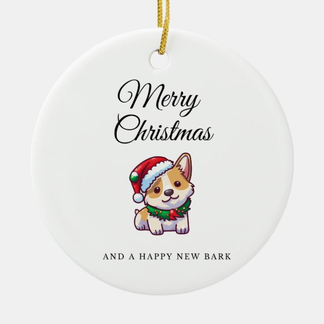 Merry Christmas corgi cerámica ornamento (Frente)