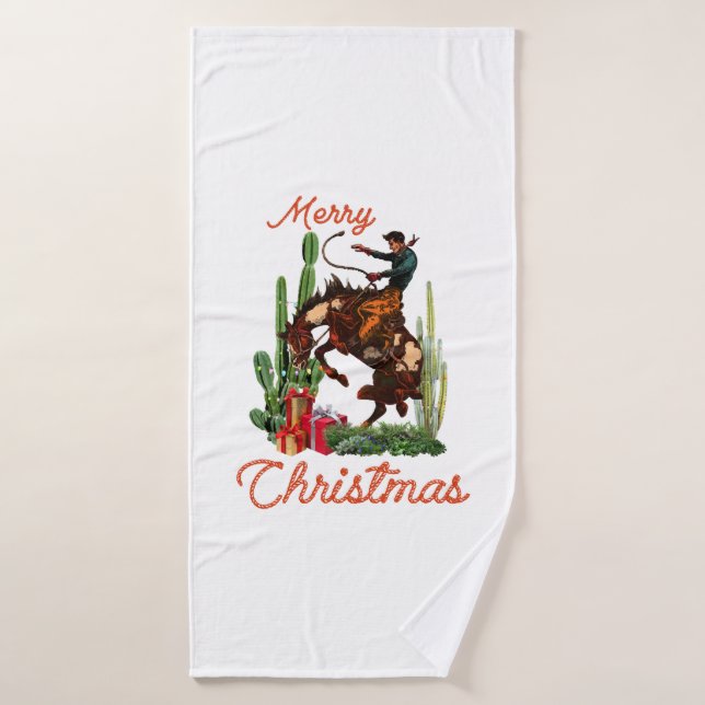 Merry Christmas Cowboy (Toalla de baño)