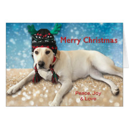 Merry Christmas Cute Lab Dog Lab con Antlers