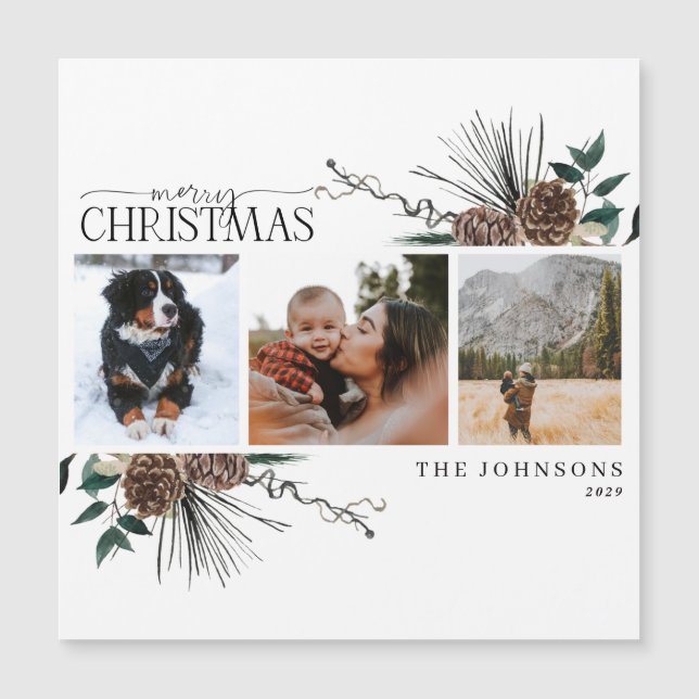 Merry Christmas Dusty Winter Holiday Card Magnet (Anverso)