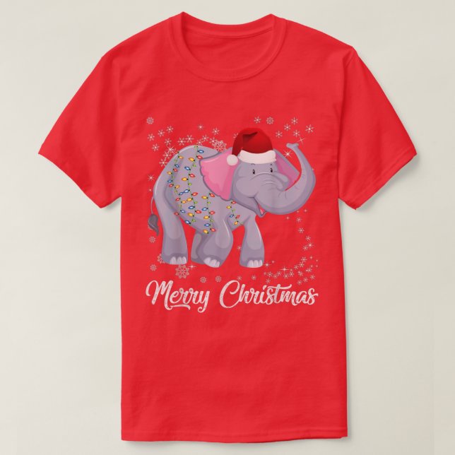 Merry Christmas Elephant Lights Santa Ugly Sweater (Diseño del anverso)