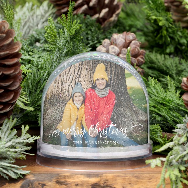 Merry Christmas Family Photo Snow Globe (Invierno)