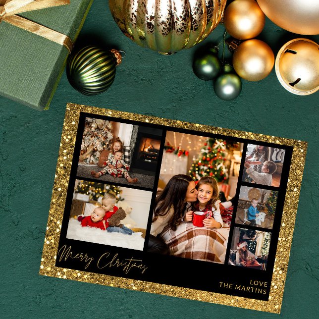 Merry Christmas Faux Gold Purpurina Multi Photo (Subido por el creador)