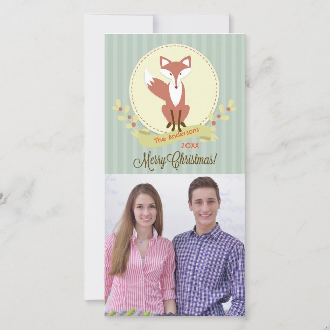 Merry Christmas Fox - Tarjeta fotográfica de Navid (Anverso)