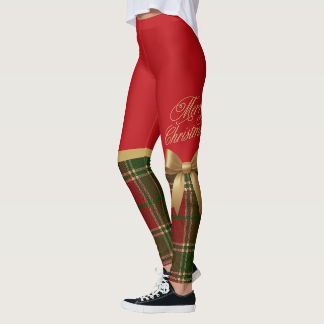 Merry Christmas Gold Bow Leggings (Izquierda)