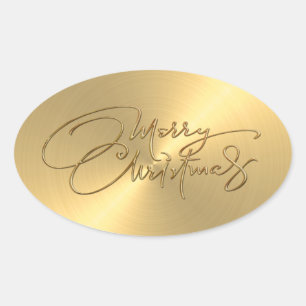Merry Christmas Gold Pegatina Grabado en relieve L