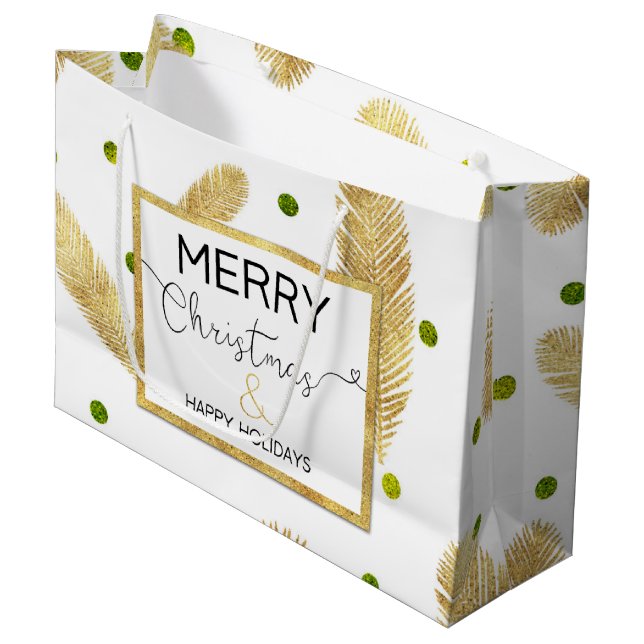 Merry Christmas Gold Purpurina Script Gran Bolsa d (Angulo Anverso)