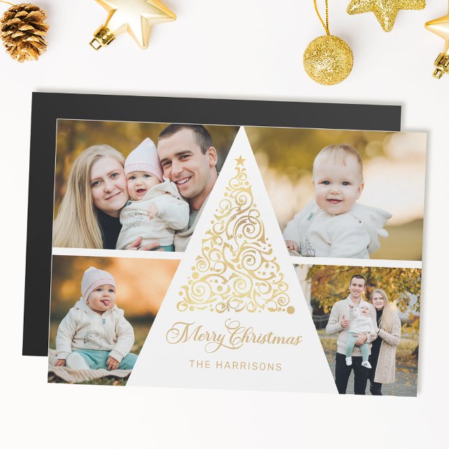 Merry Christmas Gold Swirl Tree 4 Collage de fotos (Subido por el creador)