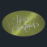 Merry Christmas Green Pegatina Grabado en relieve<br><div class="desc">Artículos con temática navideña diseñados por Umua. Impreso y enviado por Zazzle o sus afiliados.</div>