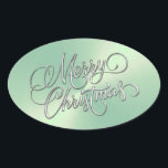 Merry Christmas Ice Green Pegatina Grabado en reli<br><div class="desc">Artículos con temática navideña diseñados por Umua. Impreso y enviado por Zazzle o sus afiliados.</div>