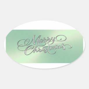 Merry Christmas Ice Green Pegatina Grabado en reli